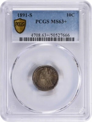 1891-S Liberty Seated Silver Dime MS63+ PCGS - Image 1 of 2