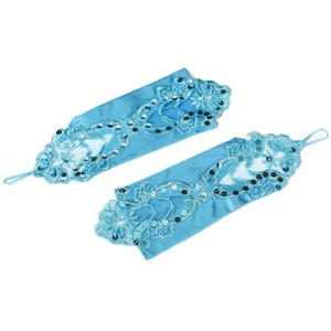 Weiß Fingerlos Spitze Pailletten Applikationen Braut Handschuhe Hochzeit Zubehör - Bild 1 von 19