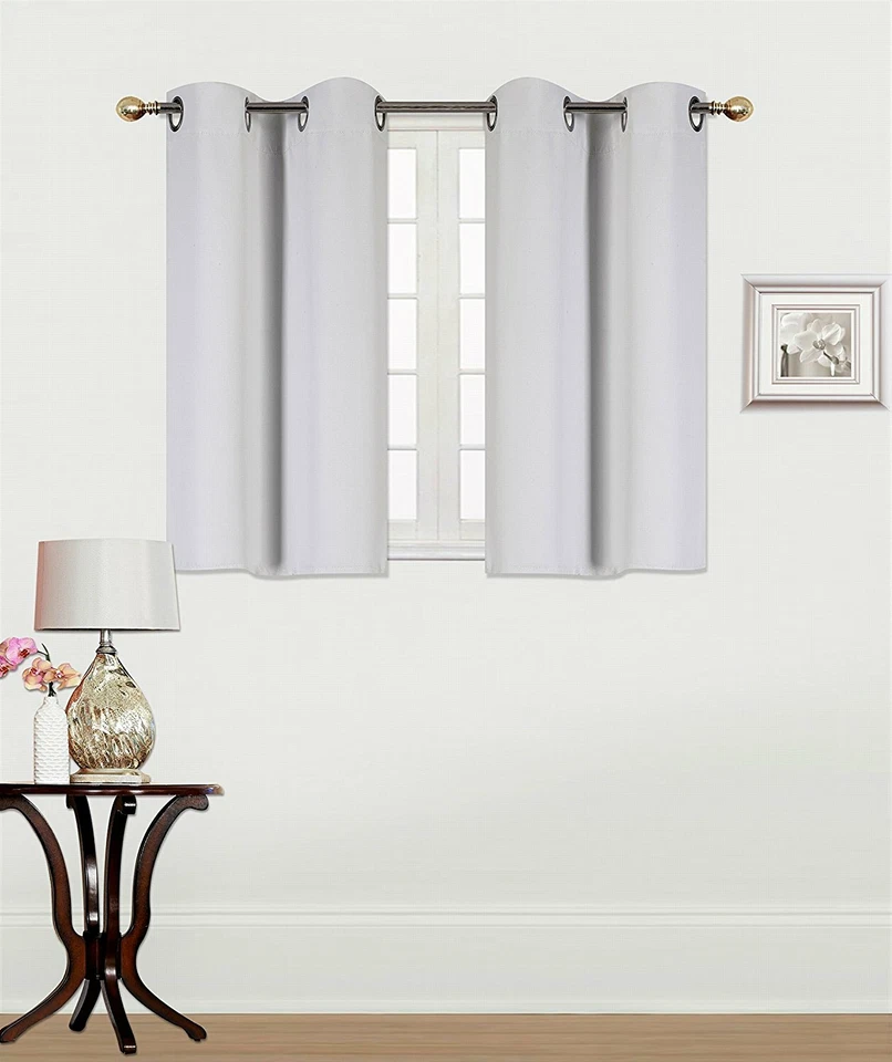 1 JUEGO CORTA LONGITUD TÉRMICA VENTANA BAÑO DECORACIÓN CORTINA CROMO OJALES K30 Foto 1 de 1