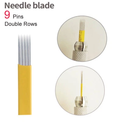 Microblading 9 Aghi Sopracciglia Tatuaggio Trucco Permanente Manuale Flex 9 Pin Lame - Immagine 1 di 4