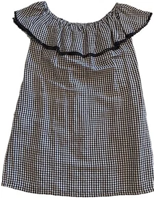 Tommy Bahama Womens Black White Gingham Linen Blend Off The Shoulder Dress Med. - Picture 1 of 12