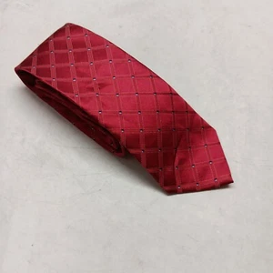 NAUTICA MENS TIE RED WITH DIAMOND PATTERN 100% SILK 3.5" X 59" - Picture 1 of 4
