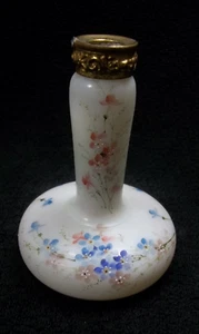 Rare Antique C F Monroe Wave Crest Bud Vase Opalware Blue & Pink Floral Pattern - Picture 1 of 13