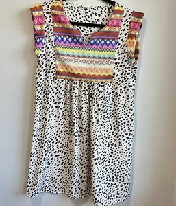 Damen Kleid bestickt Flatterärmel Gr. M weiß Leopard Boutique süß! - Bild 1 von 10