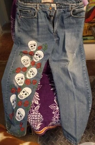 mens LEVIS 569 36X30 HAND PAINTED LEG - Picture 1 of 4