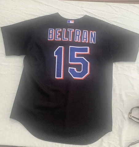 New York Mets Beltran Authentic Majestic Black Large Jersey VTG  Stitch Letters Cover