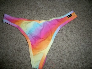 VICTORIAS SECRET THONG MULTICOLORED RAINBOW BRIGHT LARGE NEW - Picture 1 of 2