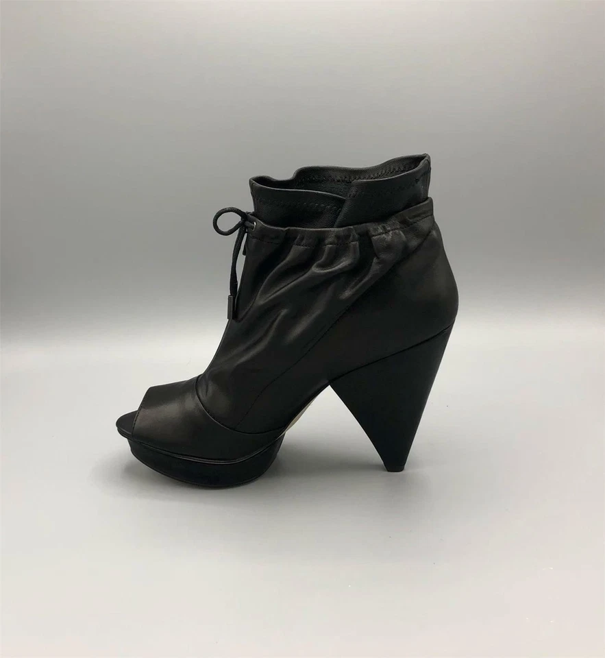 Boutique 9 Quazi Black Leather Peeptoe Booties NIB Size 8 $260 - Image 1 of 1