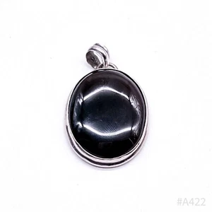 Pendente In Onice Vintage Con Montatura In Argento 925, Onice Nero - Foto 1 di 7