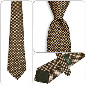 Corbata para hombre LAUREN RALPH LAUREN 100 % seda hecha a mano cajas geométricas azul y dorado - Imagen 1 de 4