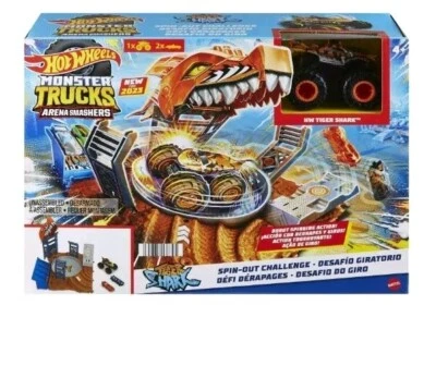 Mattel Hot Wheels Monster Trucks Arena Smasher Spin Out Challenge Tiger Shark - Image 1 of 4