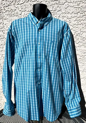 Camisa Dockers Para Hombres Azul Aqua Blanco Rayas Botón Frontal Logo Bolsillo Talla 2XL Foto 1 de 4