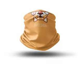 Washable Fabric Face Cover Neck Gaiter With Unique Happy Shiba Design EU Made - Picture 1 of 5