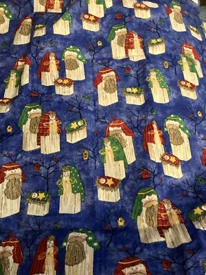 Primitive Christmas Country Nativity Holy Family Wooden Block Figures 46" x 30" - Image 1 of 4