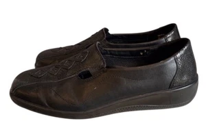 Hotter Calypso Shoes Black Slip On Leather Comfort Concept UK 6 Flats - Picture 1 of 12
