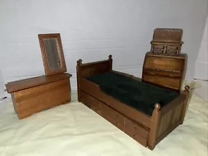 Vintage Puppenhaus Miniatur Shackman Schlafzimmer Set - Bild 1 von 7