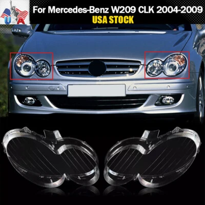 Front Headlight Lens Housing Cover RH+LH For Mercedes-Benz W209 CLK 2004-2009 Foto 1 de 4