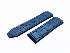 Navy Blue 29/24mm Top Croco Leather Strap/Band fit HUBLOT Watch Big Bang - Picture 1 of 2