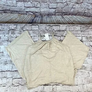 Antistar Womens Beige Spaghetti Strap Jumpsuit Capri Wide Leg Soft Romper Size M - Picture 1 of 7