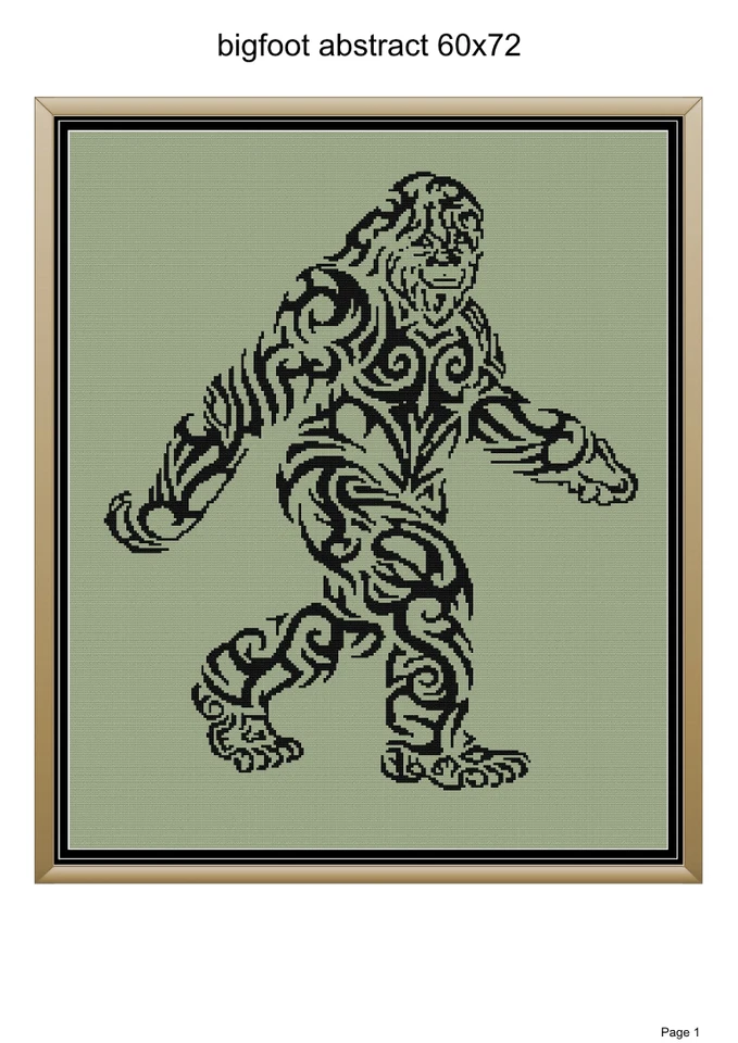 Bigfoot abstract blanket pattern, 60x72", written and graph included - Image 1 of 1