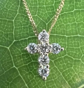 0.30ctw Genuine Round Diamond Cross Pendant In Solid 14K Yellow Gold Necklace - Picture 1 of 11