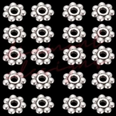 50 Pcs -  5mm Tibetan Silver Daisy Flower Spacer Beads Flowers Jewellery A92 - Image 1 of 2