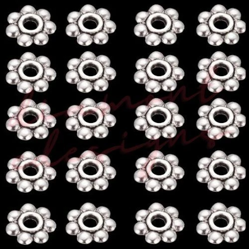 50 Pcs -  5mm Tibetan Silver Daisy Flower Spacer Beads Flowers Jewellery A92 - Image 1 of 2