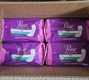 Lot (4) POISE Pads Long Length Light Absorbency 24 Pads Each 96 Total - Picture 1 of 9