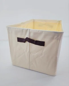 2 Stück großer faltbarer Aufbewahrungskorb StorageWorks Metallrahmen creme braun Griff - Bild 1 von 4