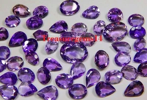 100 Crt WHOLESALE LOT NATURAL BRAZILIAN VVS PURPLE AMETHYST CUT FACETED CABOCHON - Picture 1 of 5