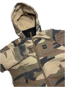 Walls Tough Wear Jacket Boys Medium 8/10 Camo Sherpa Lined Hooded Zip Outdoor - Picture 1 of 8