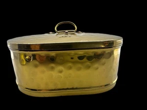 Vintage SGS RM Sweden Hammered Brass & Copper Trinket Box 4.5” Oval - Picture 1 of 13