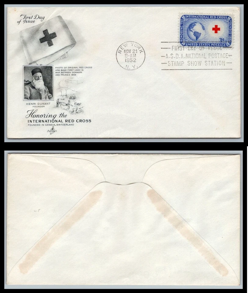 US FDC # 1016 3c International Red Cross  ArtCraft   1952, 9p9038 - Image 1 of 1