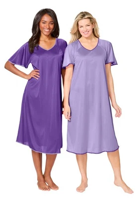 Only Necessities Plus Size 2-Pack Short Silky Gown - Image 1 of 4