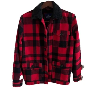 Old Navy Men’s M Buffalo Plaid  Jacket Sherpa Lined Chore Utility Wool Blend - Picture 1 of 10