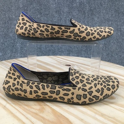 Zapatos Rothys Para Mujer 9 The Mocasín Estampado Guepardo Sin Cordones Ballet Pisos Marrón Negro Foto 1 de 4