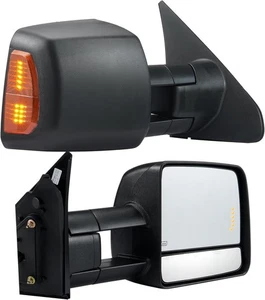 Towing Mirrors, Left & Right Pair Set for 2007-2016 Toyota Tundra, Power Heated - Picture 1 of 12