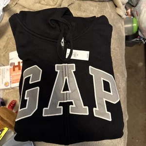 Essential Gap Spellout Black Zip Up Hoodie size 2XL - Picture 1 of 2