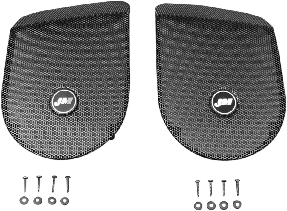 Juego de parrilla de altavoz con tapa de alforja negra para motocicleta J&M 98-13 Harley Touring FLHX Foto 1 de 2
