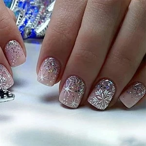 Metallic Gradient Starry Manicure Press Ons Easy Application Comfort Wear - Picture 1 of 8