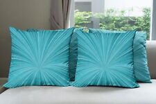 Teal Decorative Throw Pillow Case Pack of 4, Abstract Vortex Design with Fire...