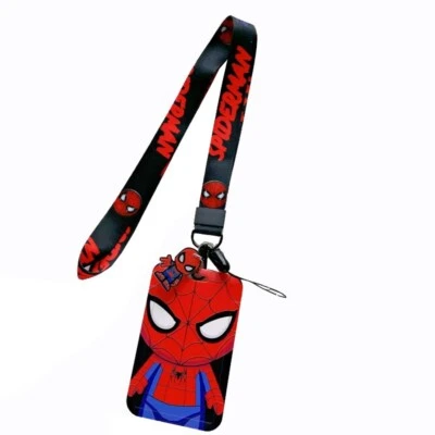 Cordão temático Spiderman super-herói crachá de identificação porta-chaves alça de pescoço - Imagem 1 de 2