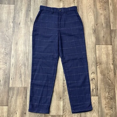 Gap Men's Relaxed Taper Navy Blue Plaid Wool blend  Pants Size 29x30 - Image 1 of 4