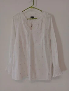 Nueva Blusa Blanca Talbots Lunares Manga Larga Manga Plisada Talla 1X Plus Nueva con Etiquetas - Imagen 1 de 14