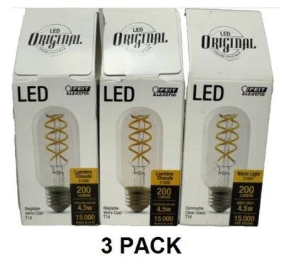 Feit Electric 4.5-Watt Vintage Style Clear Medium Base T14 LED Bulbs (3 PACK) - Image 1 of 3