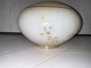 Vtg School House Milk Glass Ceiling Gold Brown Floral Light Shade Globe VGC - Picture 1 of 7