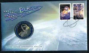 2007 Blast Off! Cubierta medallón conmemorativa 50 años en el espacio 01154/10000 - Imagen 1 de 2