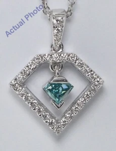 18k Weißgold runder Marquise Diamant Anhänger (blau weiße Diamanten vs Reinheit) - Bild 1 von 3