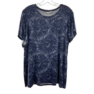 Style & Co Women's Paisley Top Short Sleeve Purple Blue Size 1X - Picture 1 of 9