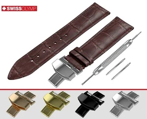 Für Tag Heuer dunkelbraunes Echtleder Uhrenarmband Band für Schließe Schließe Herren - Bild 1 von 12